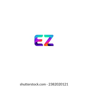 3D Letter EZ, ZE logo design template elements. Modern abstract digital alphabet letter logo.