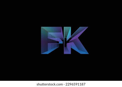 3D letter Fk design dark background, Fk spiral design, 3D spiral illusion design, fk 3d typo