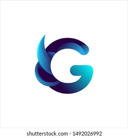 3D Letter G Logo with ocean illustration in vector