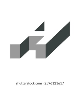 3D Letter H Block Wall Logo Template