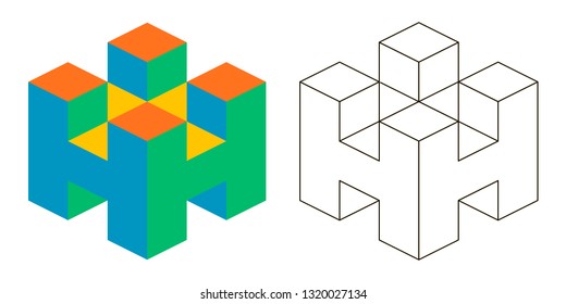 3D Letter H isometry, vector letter h for advertising or logo, 3D isometry