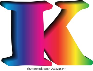 Letra 3D "K" en varios colores