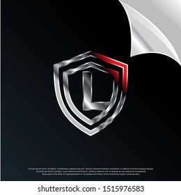 3D letter L inside shield icon, modern template logo design