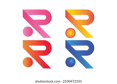 Conjunto de logotipo de letra 3D. Logo de la letra "R". Elemento de Vector editable.