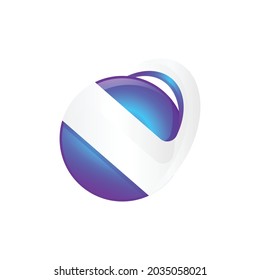 3D Letter Logo V In Blue Color