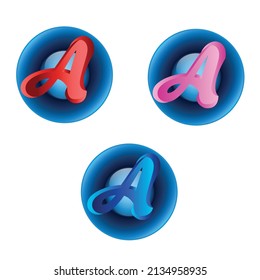 3d Letra A diseño vectorial de logotipo con un estilo colorido sencillo y moderno. Ilustración De La Letra 3d A