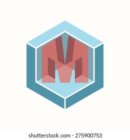 3D Letter M Logo Icon Design Template Tlement, Vector Illustration