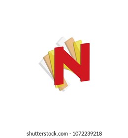 3d letter n initial logo icon template vector