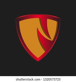 3d Letter N Shield Logo Design.