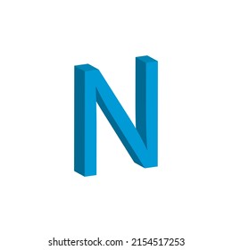 3D LETTER N SIMPLE CLIP ART VECTOR ILLUSTRATION.