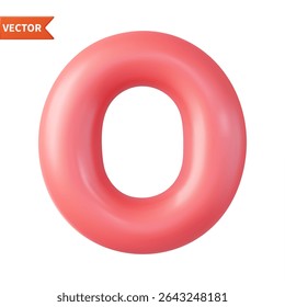 3d letter O uppercase, Realistic 3d design in cartoon balloon style. Isolated on white background. 3d rendering. Vector illustration