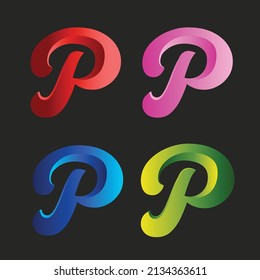 Diseño vectorial del logotipo 3d Letra P con un estilo colorido sencillo y moderno. Ilustración De La Letra 3d P