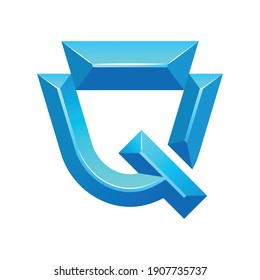 Q-Logo mit 3D-Buchstaben und Keystone-Form