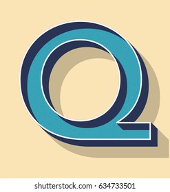3D Letter Q Retro Vector Text Style, Fonts Concept