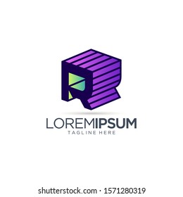 3D Letter R Logo Vector Template