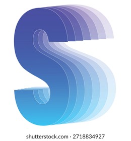 3D letra S design tipográfico. Gradiente azul em camadas com efeito de profundidade suave. Perfeito para logotipos, marcas, cartazes e gráficos modernos.