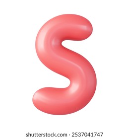 3d letter S uppercase, Realistic 3d design in cartoon balloon style. Isolated on white background. 3d rendering. Vector illustration