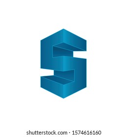3d letter s vector logo design