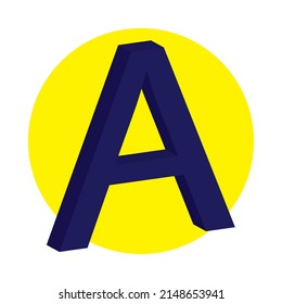 3D LETTER A SIMPLE CLIP ART VECTOR ILLUSTRATION
