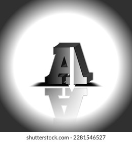 3d A letter symbol with down arrow.template vector.logo business.