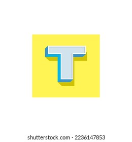 3D letter T vector illustration, isolated background 