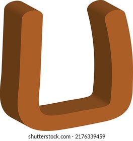 3D-Buchstaben U-Alphabet in brauner Farbe 3d Logo-Design des Unternehmens