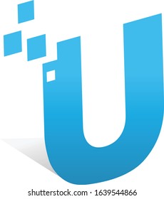 3D Letter U creative cutting edge logo design