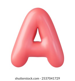 3d letter A uppercase, Realistic 3d design in cartoon balloon style. Isolated on white background. 3d rendering. Vector illustration