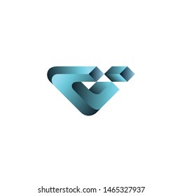 3D letter V minimalist illustrations