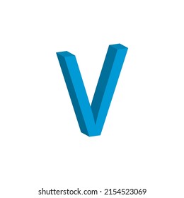 3D LETTER V SIMPLE CLIP ART VECTOR ILLUSTRATION.