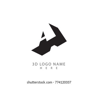 3D A letter vector with white background