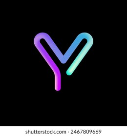 3d letter Y, alphabet font made from volumetric tubular