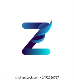 3D Letter Z Logo with ocean illustration in vector