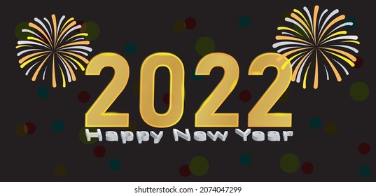 3D Lettering Happy New Year 2022 vector.