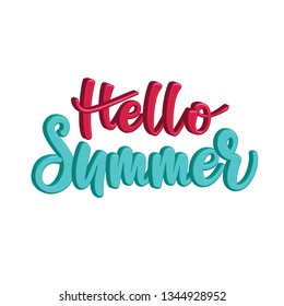 3d lettering Hello, Summer. Vector illustration.