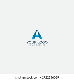 3d lettering A logo simple triangle