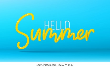 3D-Schrift für die Sommerdekoration. Vektorgrafik mit 3D-Schriftzeichen Summer für Dekorationsplakate, Banner, Flyer oder Webseiten. Vektorvorlage.