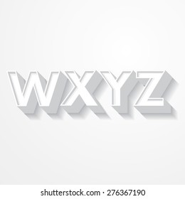 3d lettering/typeface/typography vector/illustration w,x,y,z