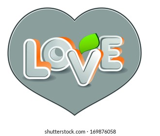 3d letters forming word LOVE written on grey background. Vector eps 10. Valentines day
