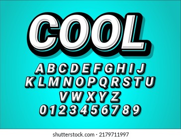 3D Letters And Numbers Set, Bold Font Typeface, Cyan Or Aqua Uppercase Alphabets, Cool Text Effect