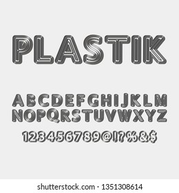 3D letters, numbers and symbols.
Big gray letters.
3d plastic font