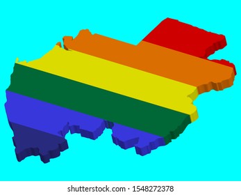 3D LGBT flag map of Gabon Vector