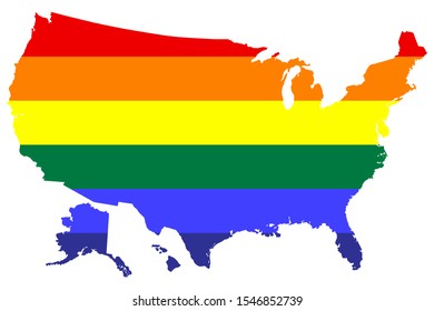 3D LGBT flag map of USA Vector illustration eps 10