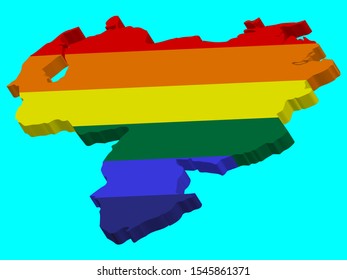 3D LGBT flag map of Venezuela vector