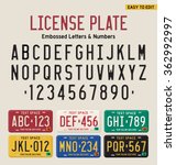3d license plate font and license plate set