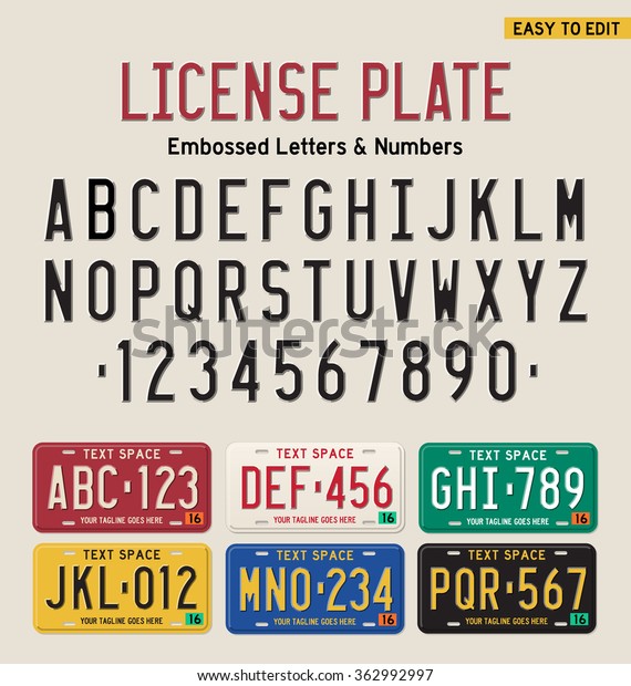 3d license plate
font and license plate set