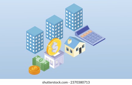 3D Life plan concept Real Estate Investment Mortgage calculator.3D design.isometric vector design Illustration.