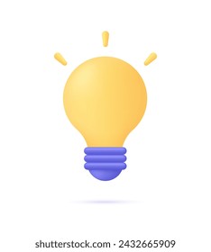 3D Light bulb icon. Business, strategy, idea, solution concept. Trendy and modern vector in 3d style