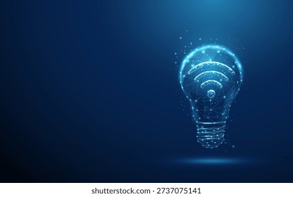 3d light bulb with Li-Fi signal symbol Light-based wireless communication, data transmission through light, smart illumination, high-speed optical connectivity concept Futuristic digital style Vector.