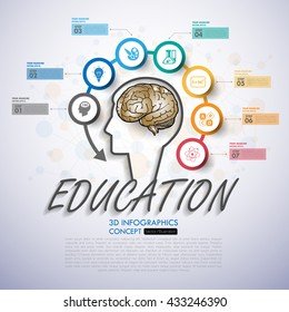 3d light bulb timeline infographic with icons set. vector. illustration.